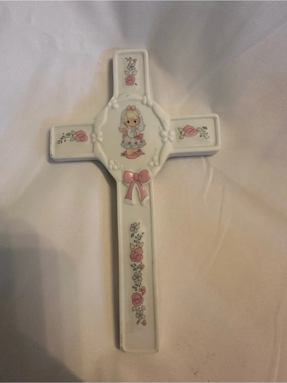 Vintage precious moments 1990 bride wall cross
